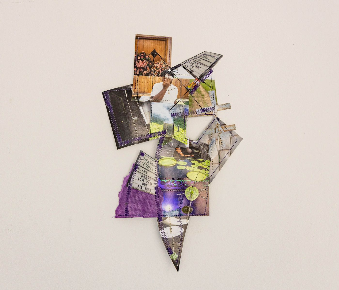 Perfect Love Cast Out All Fear, 2022. Sewn inkjet prints; 4 x 8 in. Photo: Meghan Olson.