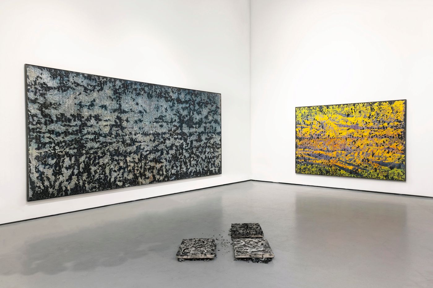 left to right: To the Cycles of Frost and Thaw, Dawn, Fossil I,II,&III, 2021-2022. Photo: Allison Minto.