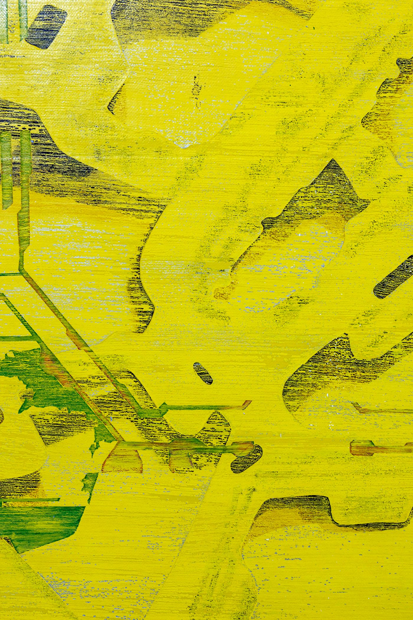Detail of Linear Assembly, 2022. Acrylic on burlap; 79 x 63 in. Photo: Meghan Olson.