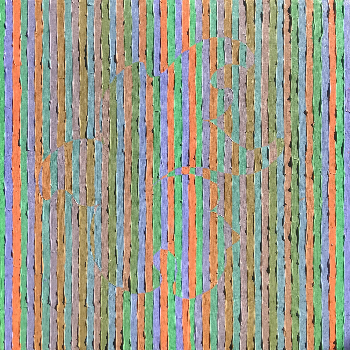 Taxonomy of Triads (detail), 2022. Acrylic on cradled panel; 72 paintings, each 12 x 12 in. Photo courtesy the artist.
