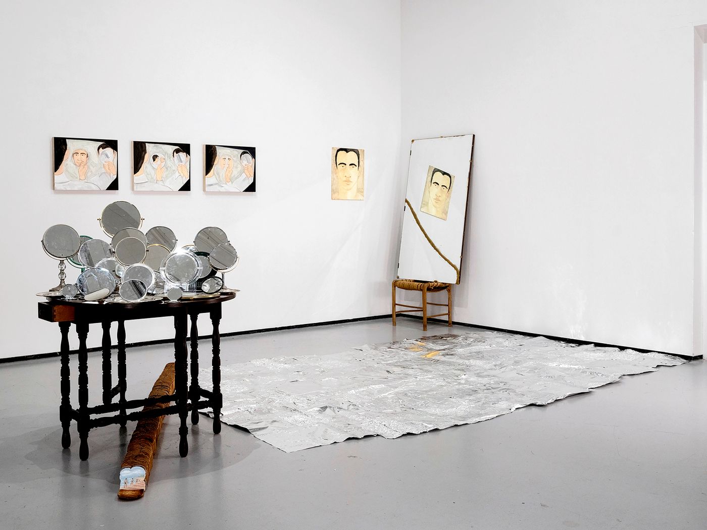 Installation view, post-unfolding performance, at Yale School of Art, 2022. Photo: Miraj Patel.