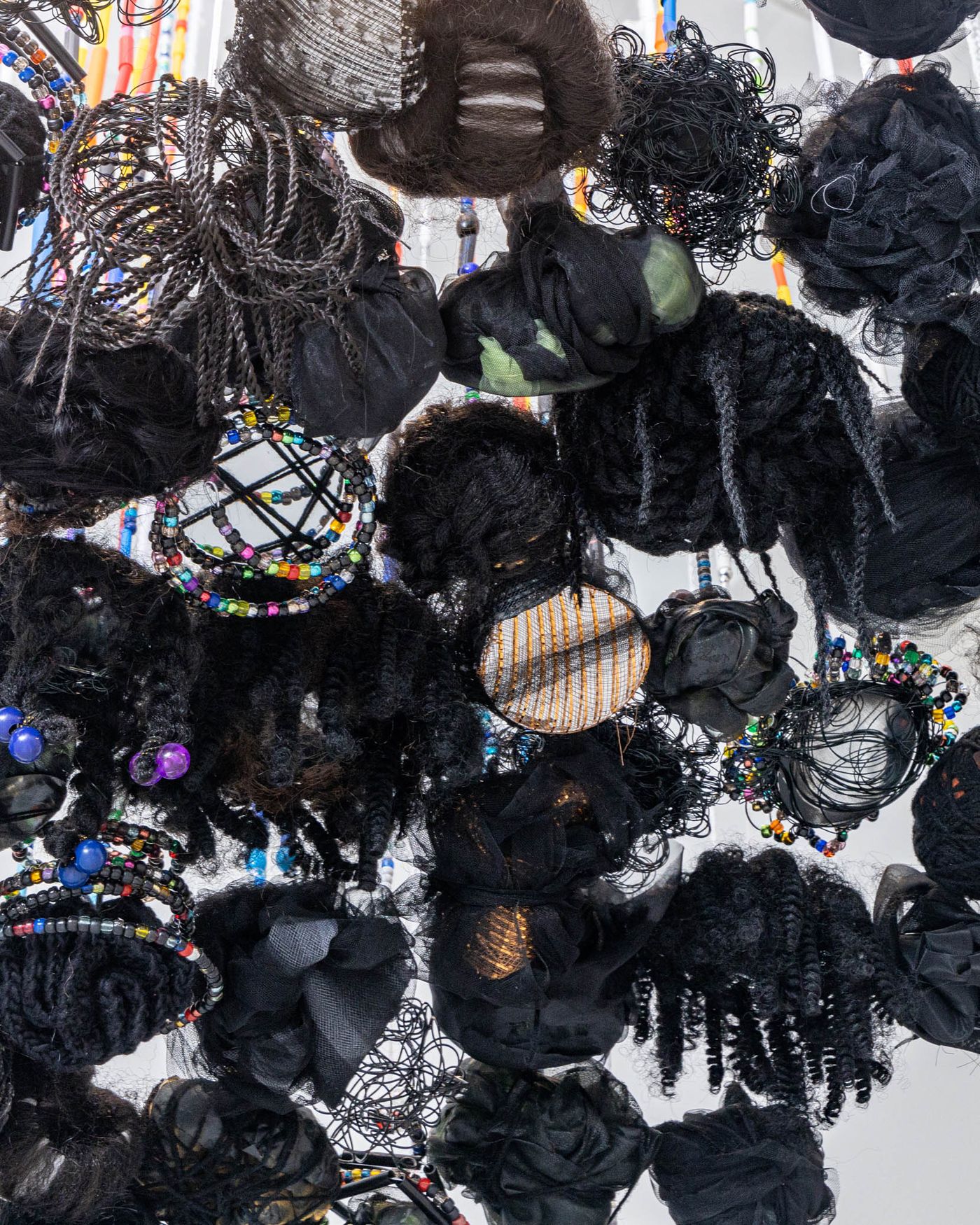 Untitled (detail), 2022. Mixed media; 216 x 40 x 40 in. Photo: Meghan Olson.