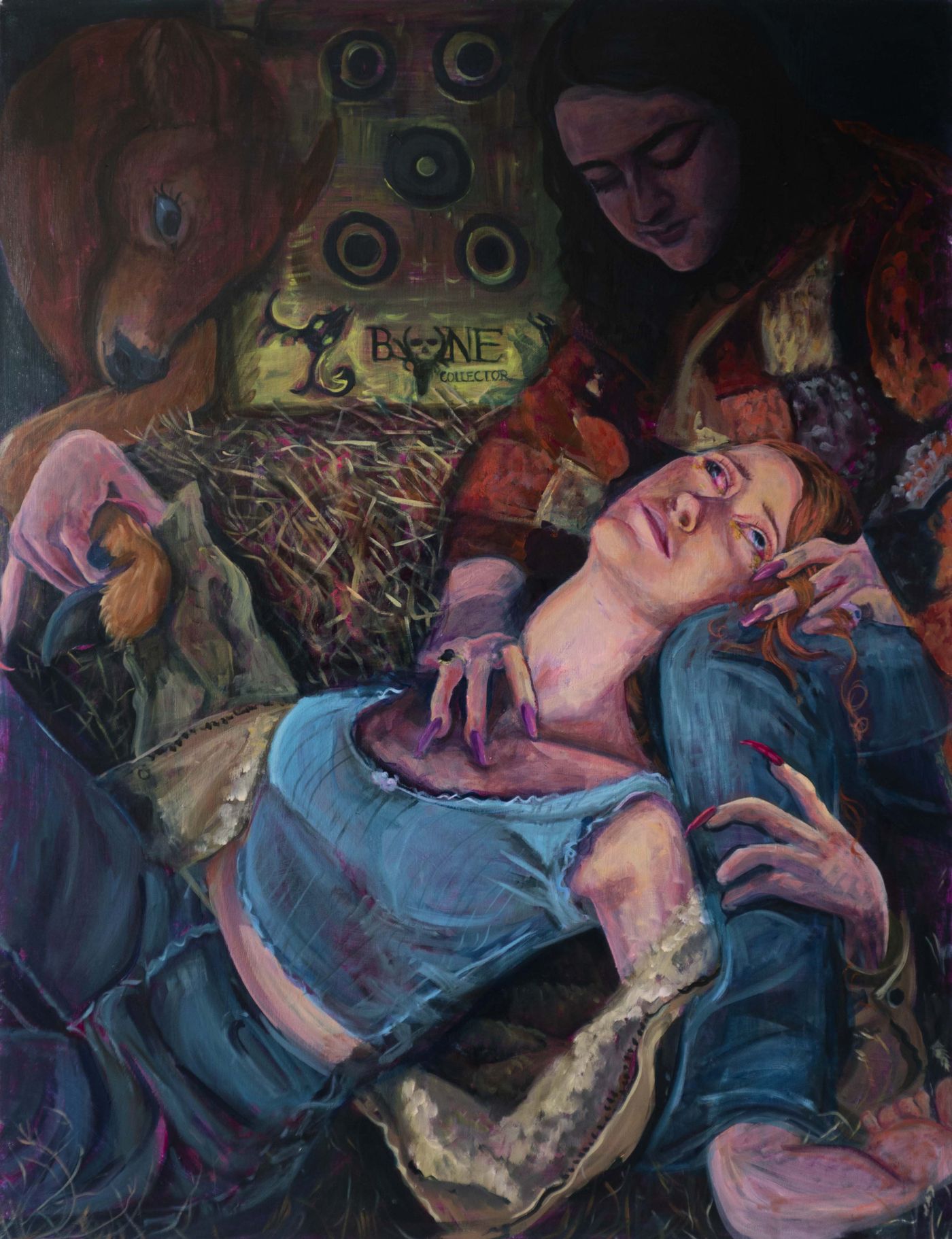 Backwoods Penitent Mary Magdalene with Pink Eye, 2022. Acrylic and oil on canvas; 36 x 48 in. Photo: Allison Minto.